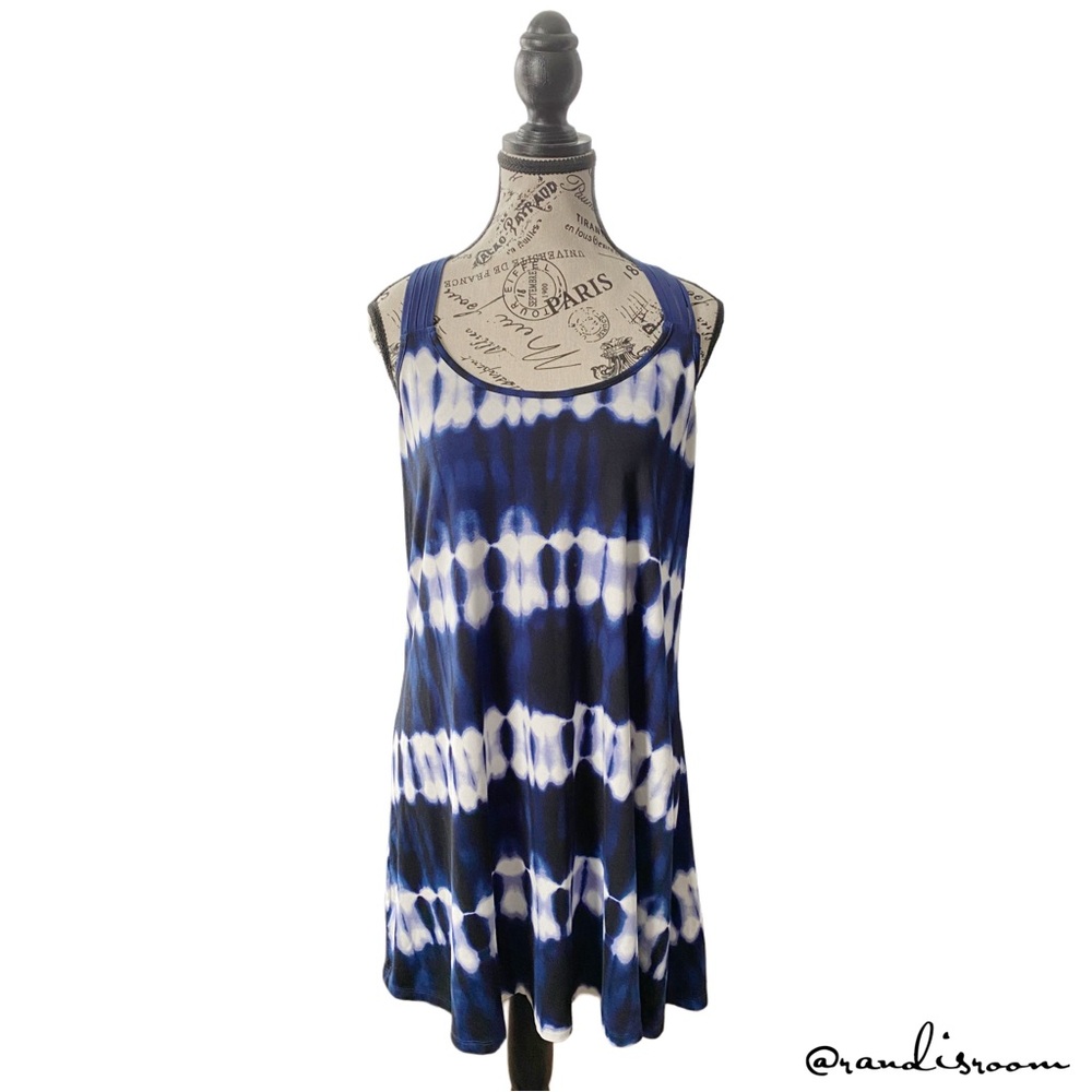 EUC Apt. 9 Women’s Blue and White Tie-Dye Sleeveless Mini Dress/Cover-Up Size XL - Picture 5 of 15